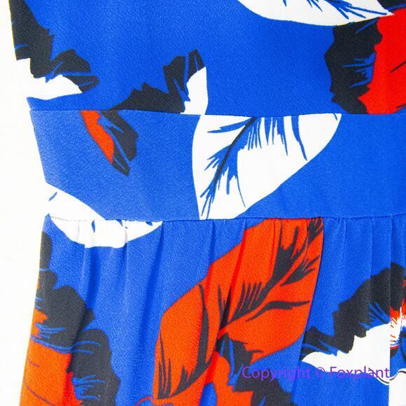 New! Express Blue Print tropical Jumpsuit, women's size L - Picture 6 of 12